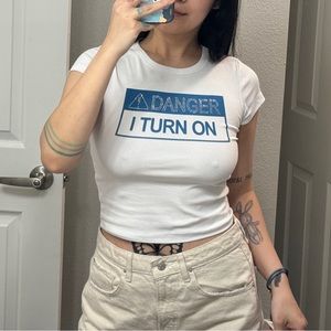 DOLLS KILL Danger I Turn On top baby tee